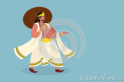 Illustration of King `Mahabali` holding umbrella with copy space Stock Photo