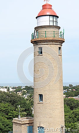 Mahabalipuram lighthouse and blue sky. Natural Stock Photo