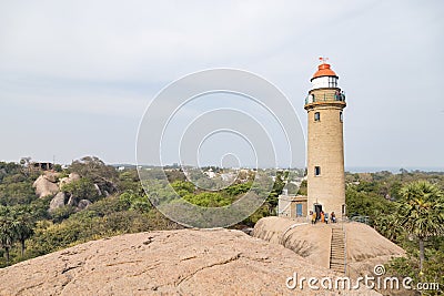The Mahabalipuram Lighthouse is located at south of Chennai Stock Photo