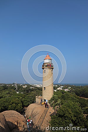 Mahabalipuram Lighthouse in Tamil Nadu, India Editorial Stock Photo
