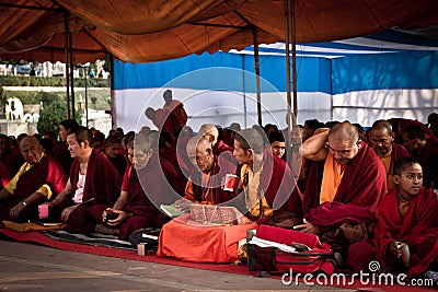 Mahabodhi Temple of Bodh Gaya,India at Puja festival Editorial Stock Photo