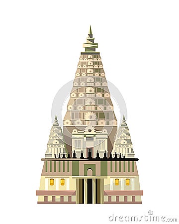 Mahabodhi temple icon isolated on white background Vector Illustration