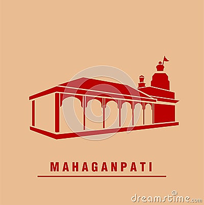 Mahaganapati Ganapati temple vector icon. Ashtavinayak Ganesh Mandir icon Vector Illustration