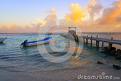 Mahahual Caribbean beach in Costa Maya Stock Photo