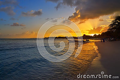Mahahual Caribbean beach in Costa Maya Stock Photo