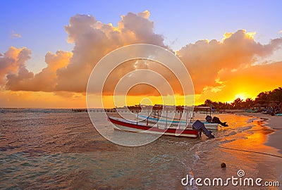 Mahahual Caribbean beach in Costa Maya Stock Photo