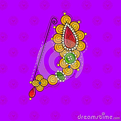 Vector design of desi indian art style Maharashtrian nose pin. Stock Photo