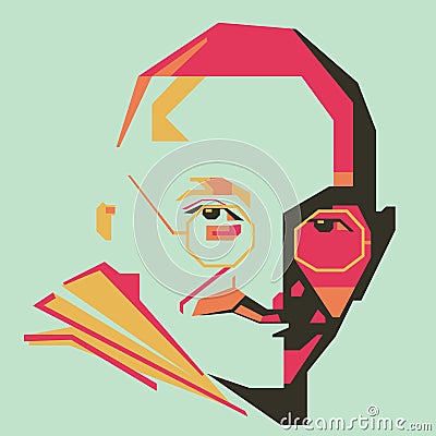 Mahatma Gandhhi simple line and simple colour vector /eps Vector Illustration