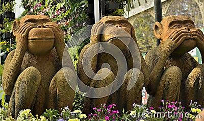 Mahatma Gandhi`s Three Monkeys Editorial Stock Photo