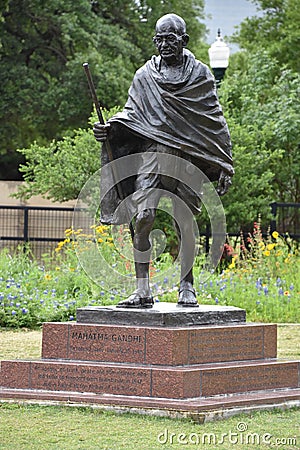 Mahatma Gandhi statue at McGovern Centennial Gardens at Hermann Park in Houston, Texas Editorial Stock Photo