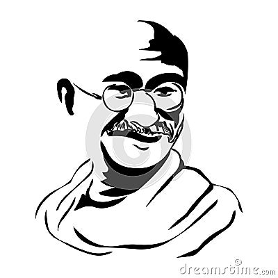 Mahatma Gandhi.Vector portrait illustration of Mahatma Gandhi. Vector Illustration