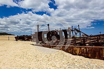 The Maheno shipwreck on 75 mile beach Fraser Island, Fraser Coast, Queensland, Australia Stock Photo