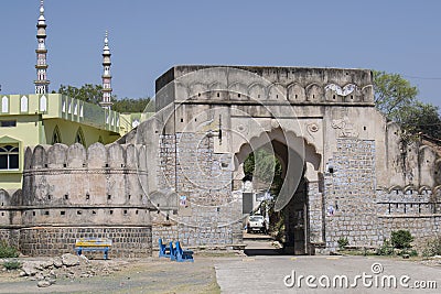 Mahidpur Fort Ujjain District Entrance Gate with bastions Editorial Stock Photo