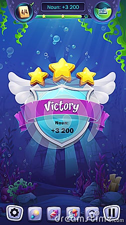 Mahjong fish world - vector illustration mobile format victory window Vector Illustration
