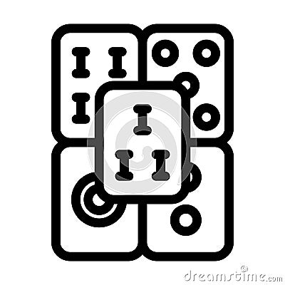 mahjong tiles board table line icon vector illustration Cartoon Illustration