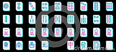 Mahjong tiles set, vector illustration flat design Vector Illustration