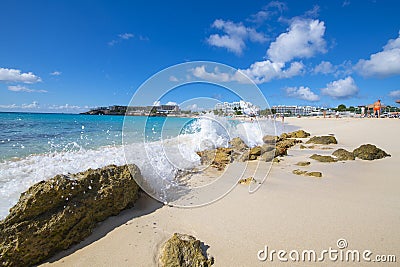 Maho Beach, Sint Maarten, Dutch Caribbean Editorial Stock Photo