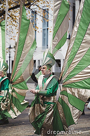 Mahogany Carnival in amazing, colourful & crowd-pleasing costumes at the Lord Mayors of London Show parade Editorial Stock Photo