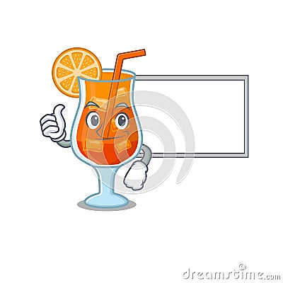 Mai tai cocktail cartoon design with Thumbs up finger bring a white board Vector Illustration