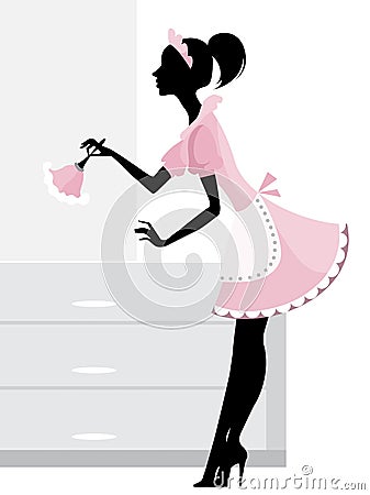 Maid cleaning Vector Illustration