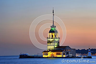 Maiden's Tower with blue hours long exposure Editorial Stock Photo
