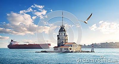 Maiden Tower in Istanbul at day Stock Photo