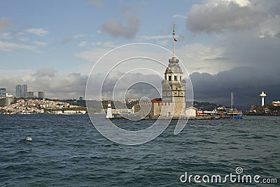 Maidens Tower, Istanbul, city and sea Editorial Stock Photo
