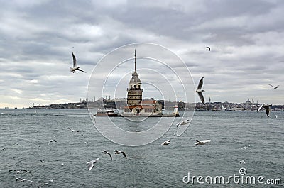 Maidens Tower in Istanbul Stock Photo