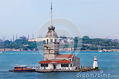 Maidens Tower in Istanbul of Turkey. Editorial Stock Photo