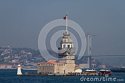 Maidens Tower in Istanbul, Turkey Editorial Stock Photo