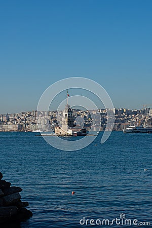 Maidens Tower located in Istanbul Editorial Stock Photo