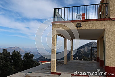 Views from the Red de observatorios forestales in the Antenas de Pere Paia in the Maigmo mountain range. Alicante, Spain Editorial Stock Photo