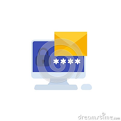 mail access and authentication with password icon Vector Illustration