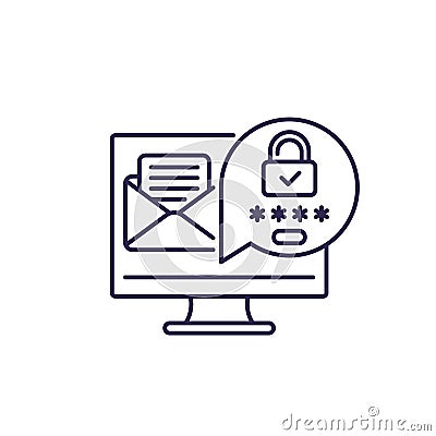mail access icon, authentication with a password Vector Illustration