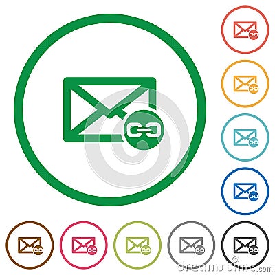 Mail attachment flat icons with outlines Stock Photo