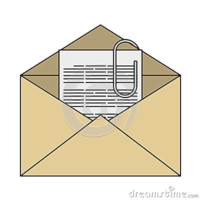 Mail With Attachment Icon Vector Illustration