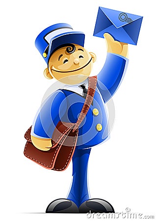 Mail carrier with bag and letter Vector Illustration