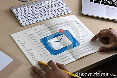 Mail Communication Connection message to mailing contacts phone Stock Photo