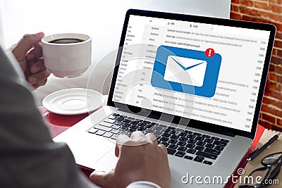 Mail Communication Connection message to mailing contacts phone Stock Photo