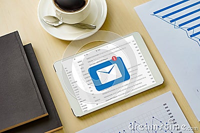 Mail Communication Connection message to mailing contacts phone Stock Photo