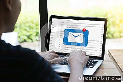 Mail Communication Connection message to mailing contacts phone Stock Photo