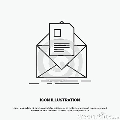 mail, contract, letter, email, briefing Icon. Line vector gray symbol for UI and UX, website or mobile application Vector Illustration