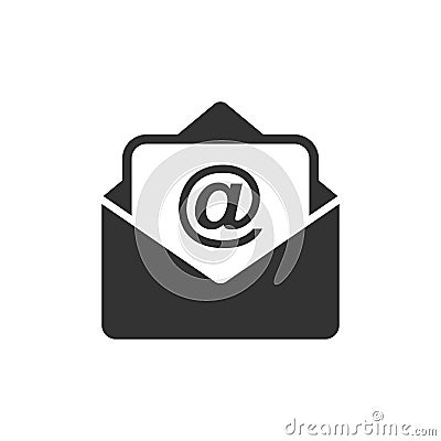 Mail envelope icon in flat style. Email message vector illustration on white isolated background. Mailbox e-mail business concept. Vector Illustration