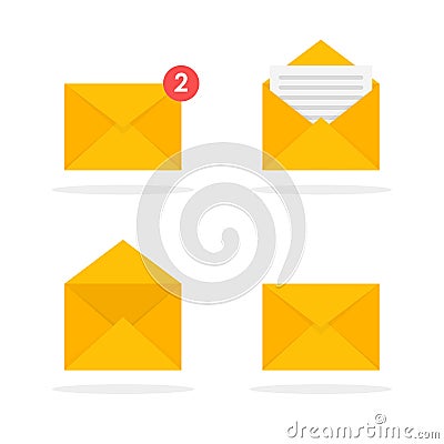 Mail envelope icons set. New messages. Email send message concept vector illustration. Vector Illustration