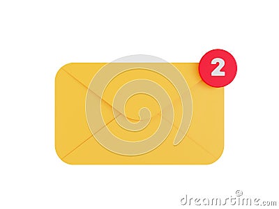 Mail envelope isolated on white background with clipping path, incoming mail inbox notification Cartoon Illustration