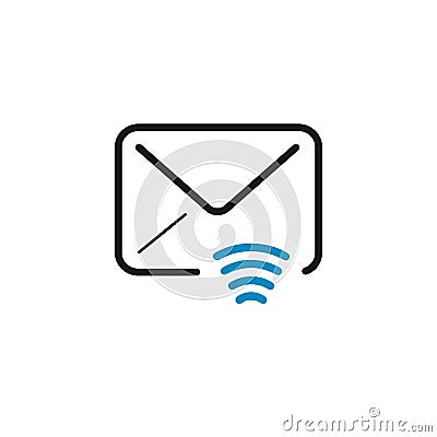 Mail envelope with wifi icon. send email. Stock Vector illustration isolated on white background Cartoon Illustration