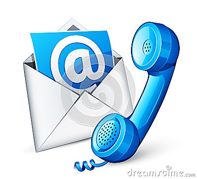 Mail icon and blue phone Vector Illustration