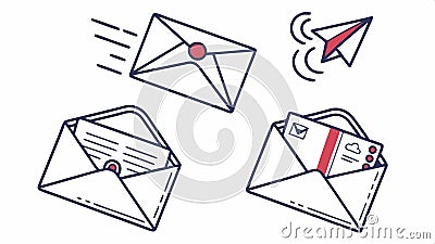 Mail icons with arrow and chain, email and link symbols, Vector Design, Generative AI Vector Illustration