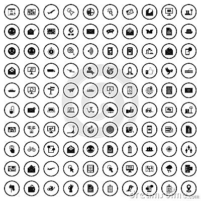 100 mail icons set in simple style Vector Illustration