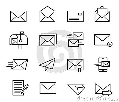 Mail line icon set Vector Illustration